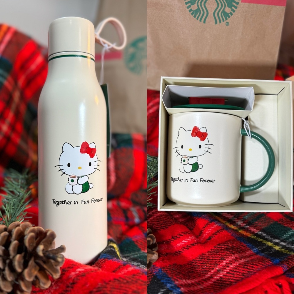 STARBUCKS x HELLO KITTY BUNDLE, Sold out holiday 2025 Collection , Bottle & Mug